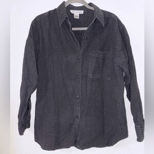 Casual Black Textured Button Down Shirt